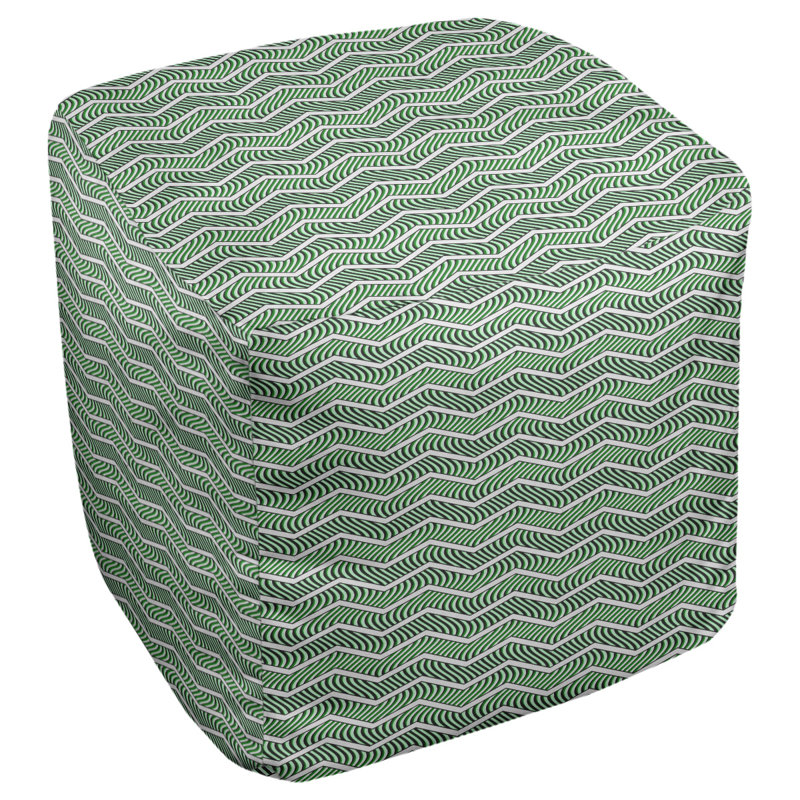 Repose-pieds cubique à chevrons ondulés, Vert