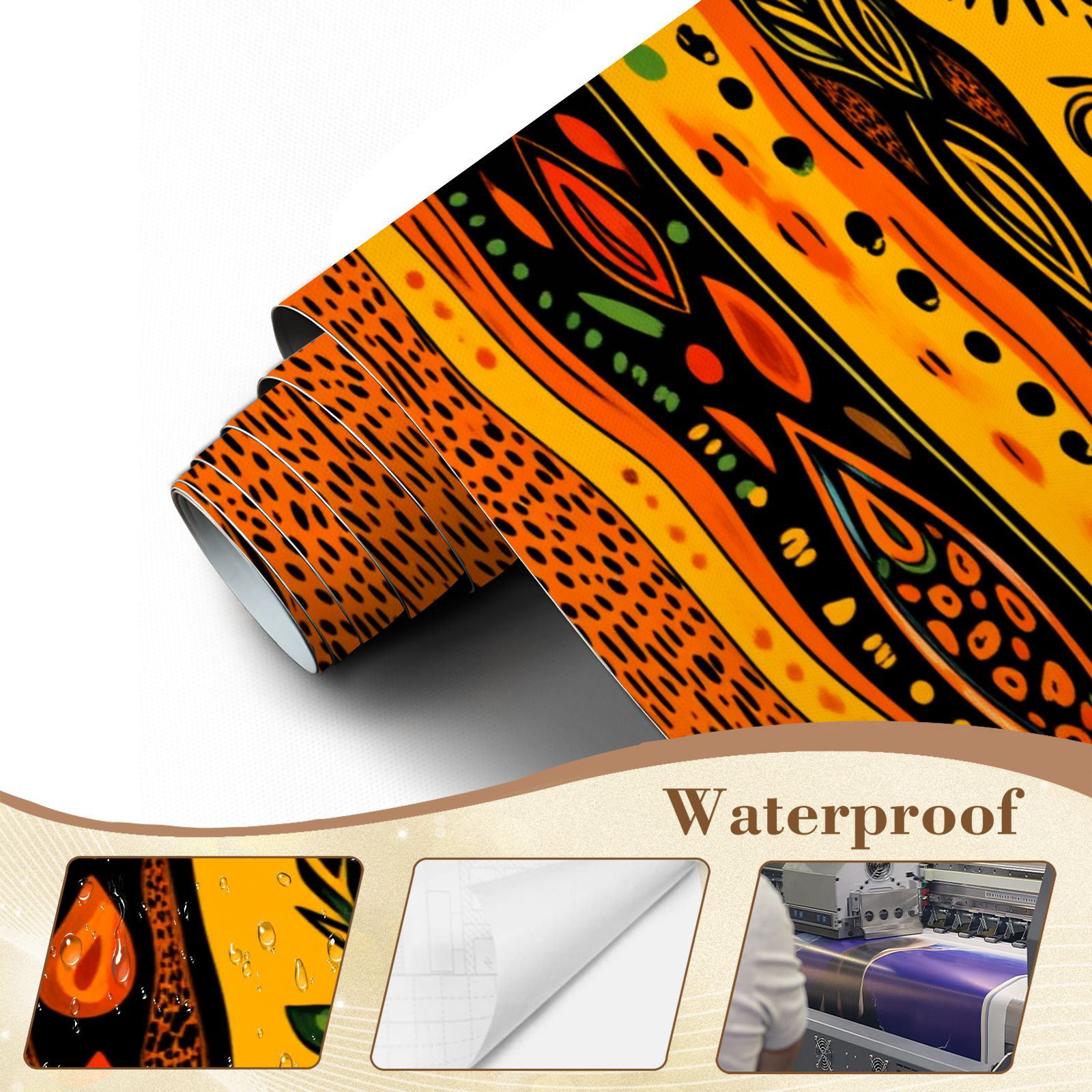 Trabal Pvc Red Barrel Studio Peel and Stick Wallpaper Abstract Tribal Orange ...