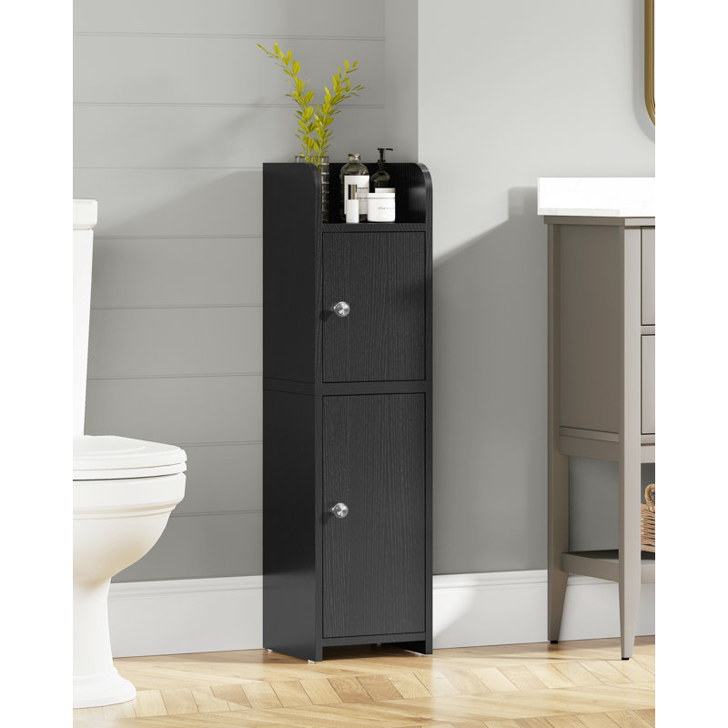 Bathroom Cabinet With 2 Doors And Adjustable Shelf, Black