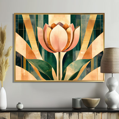 Tulip in Deco Symmetry II - Vintage Glam Canvas Art Print