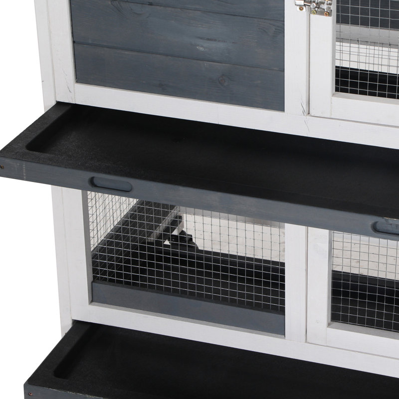 Lapin, 57,75 po x 18 po x 32,5 po, bois gris avec porte verrouillable et intérieur spacieux pour petits animaux de compagnie, accessoires fonctionnels