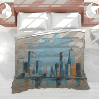 Modern Cityscape Sketch Comforter