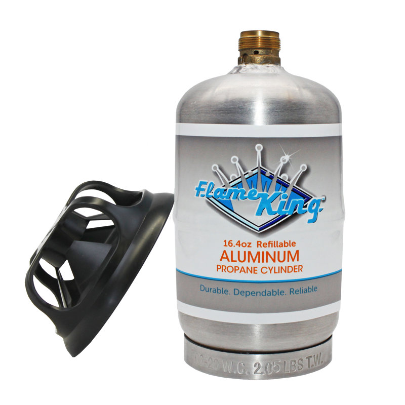 Flame King 1LB Empty Aluminum Propane Cylinder for Camping, Corrosion-Resistant and Rust-Free,