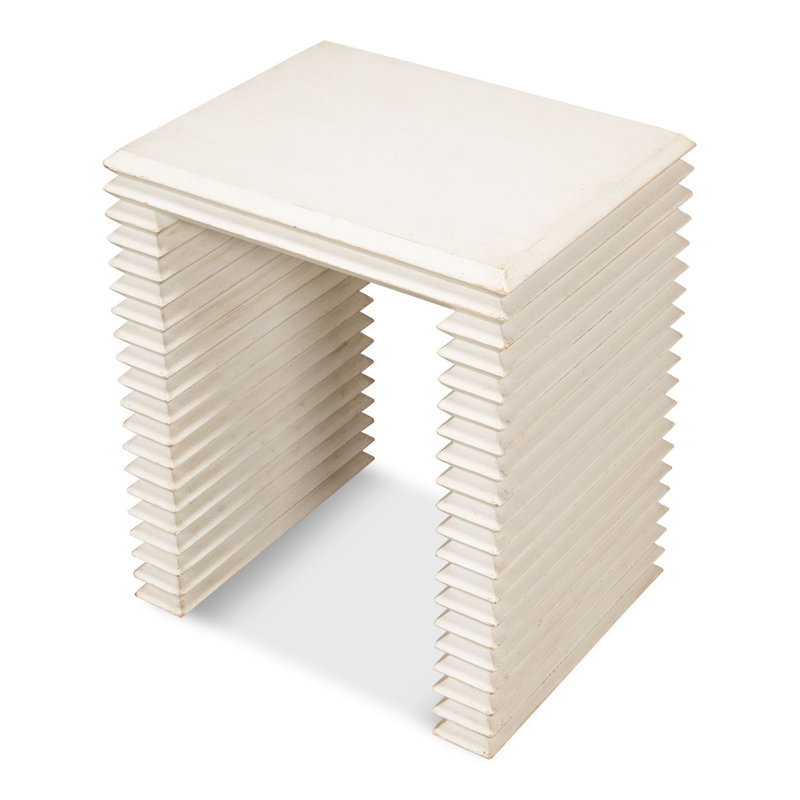 Stacked Solid Wood End Table, Antique White