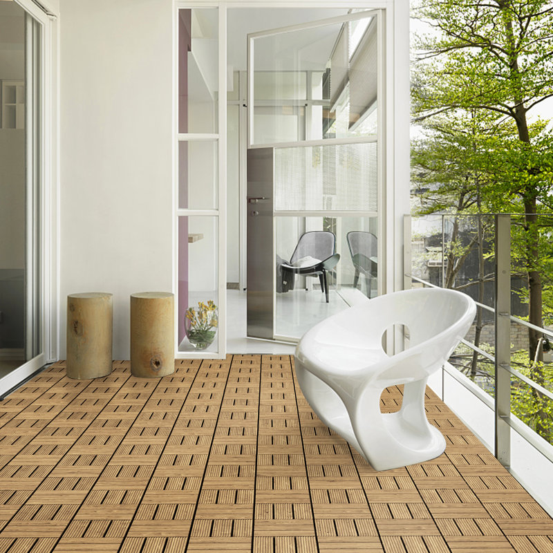 Carreau de terrasse en bois antidérapant Supernova 12 po x 12 po, Bois naturel