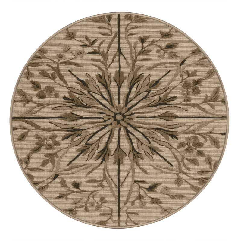 Tapis brun lavable à la machine, Rond 3 pi