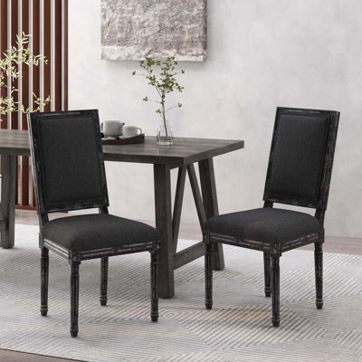 Chaises de salle à manger French Country - Dossier élégant en canne et sièges rembourrés avec pieds cannelés - Finition rustique patinée - Structure en bois d'hévéa massif - Chaises de cuisine et de salle à manger d'inspiration rétro