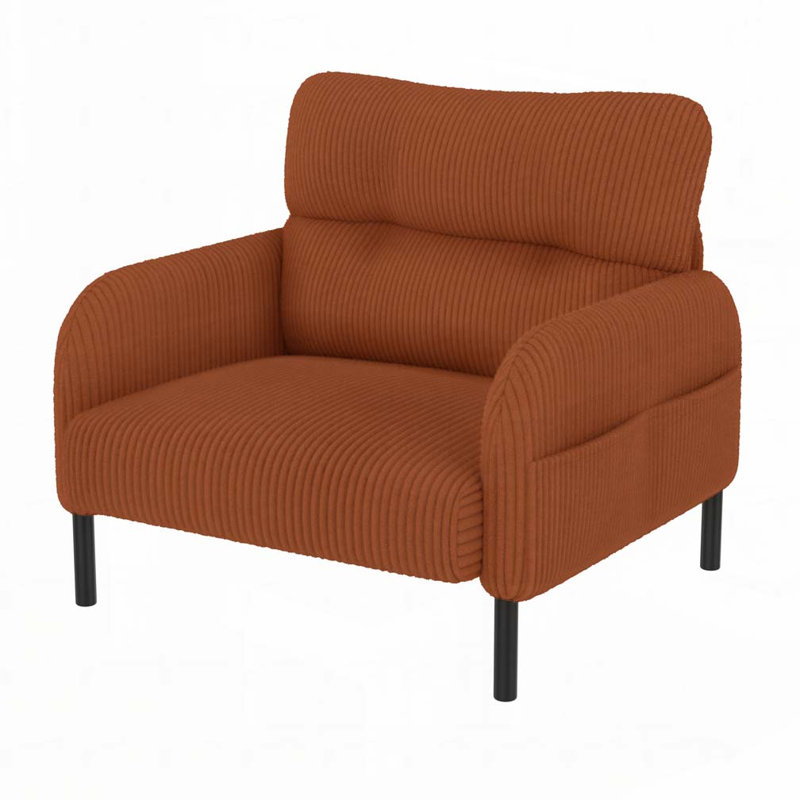 Corduroy Fabric Accent Armchair, Orange