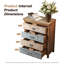 Commode 4 tiroirs avec finition en bois vieilli et détails à motifs, rangement pour chambre à coucher