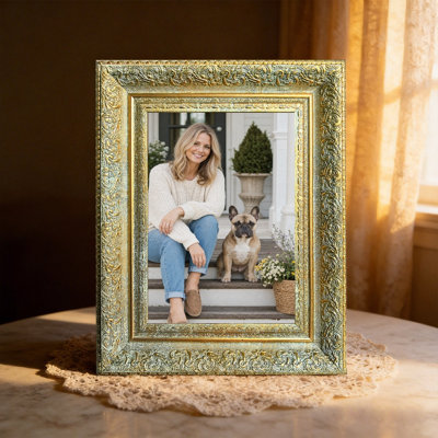 11" x 14" Antique Gold 3 PCS Ornate Picture Frame for Bedroom Shelf Styling