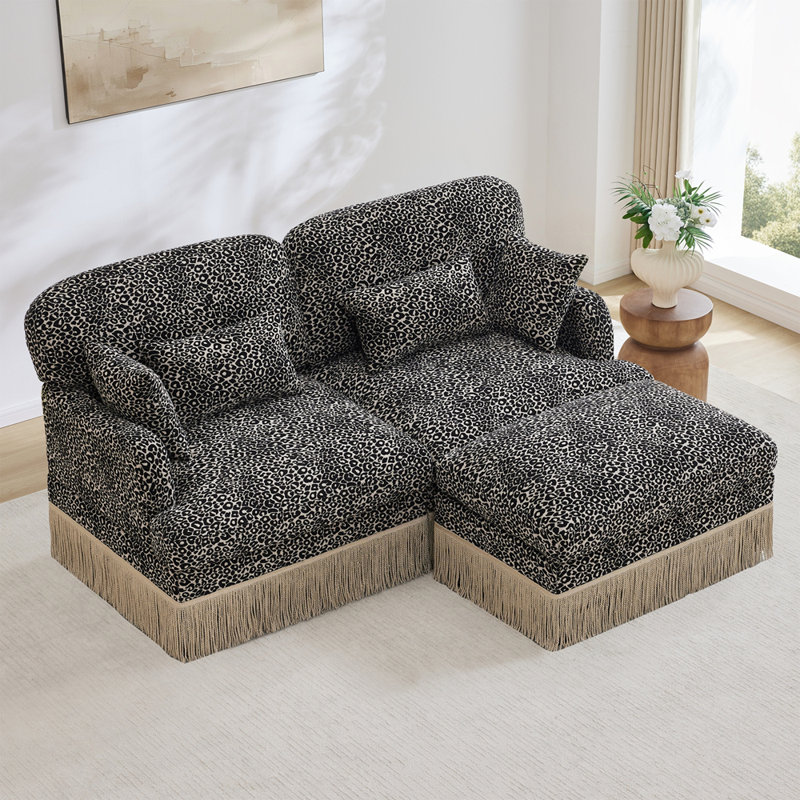 Canapé Comfy Chenille Leopard, Kaki noir