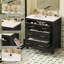 Ensemble de meuble-lavabo simple 30 po avec 3 tiroirs, meuble-lavabo autoportant avec cadre en bois massif 30 po-628156420