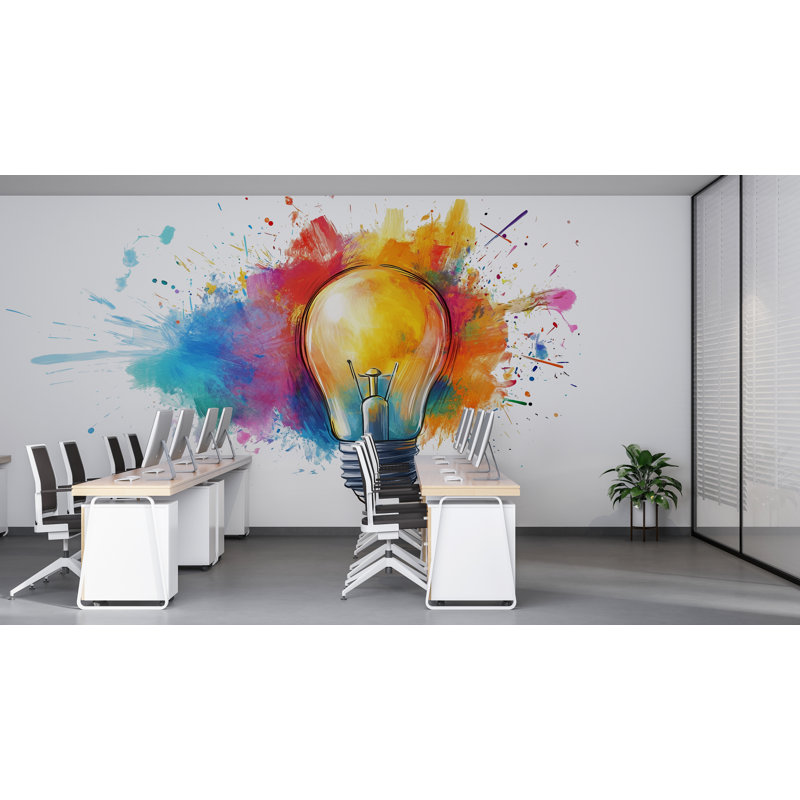Adhésif décoratif en vinyle coloré, peinture abstraite Splash Peel and Stick Wall Art pour le bureau, le studio ou le salon