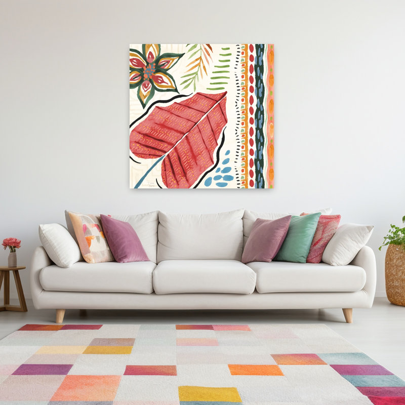 Forêt tropicale V, art géométrique abstrait de paysage tropical, H 48 po x l 48 po