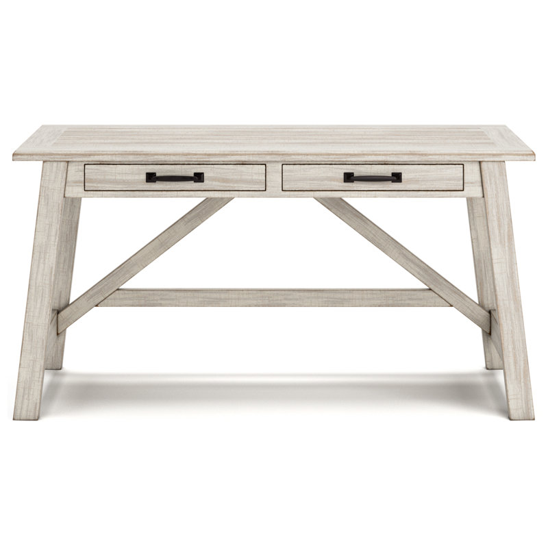 Transitional 60'' White Pine Home Office Desk with USB Port