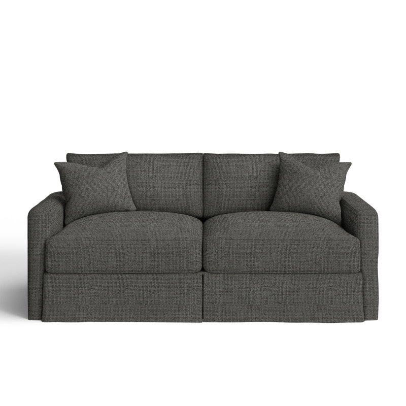 Hartig 84'' Slipcovered Sofa, Zuma Charcoal Textured Linen