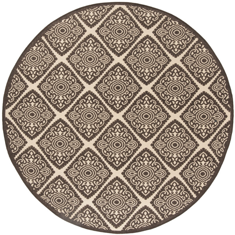Burnell Performance Ikat Indoor/Outdoor Area Rug, Round 6'7"