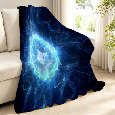 Jeté en flanelle bleu ultra doux