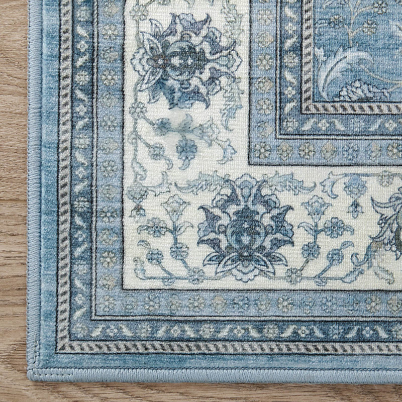  Wyatt & Ash Dream Mink Finley Printed Chenille Rugs, 2' x 4', Blue