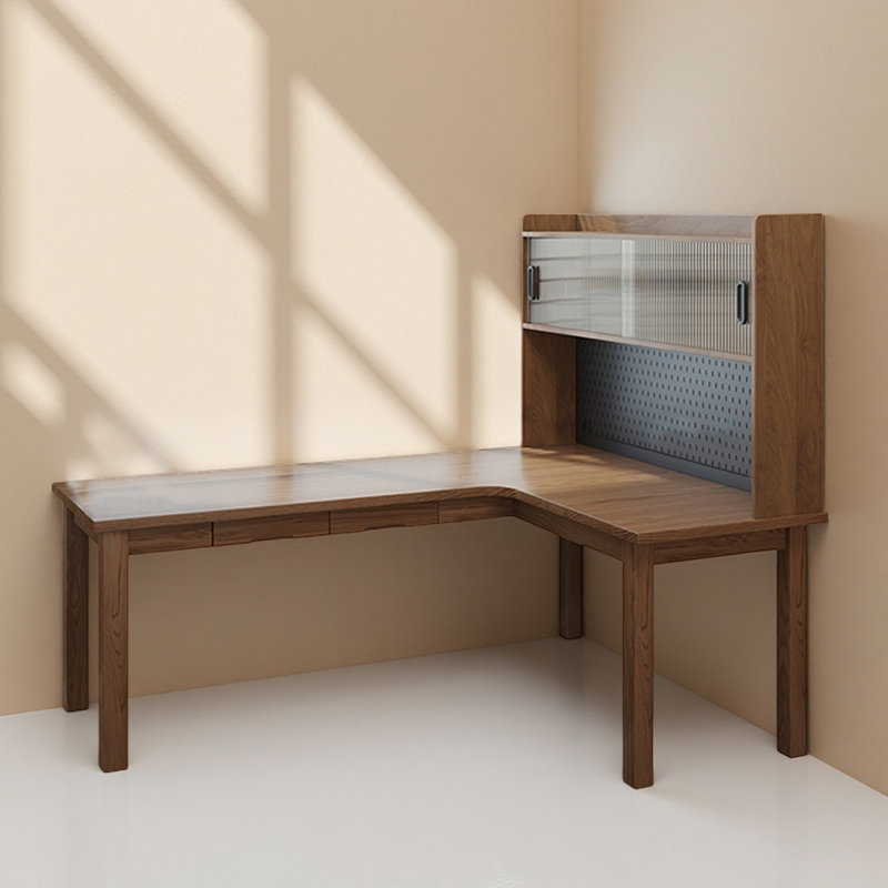 Solid Wood L - shaped Desk and Bookshelf Combination, 70.87" H x 62.99" W x 47.24" D