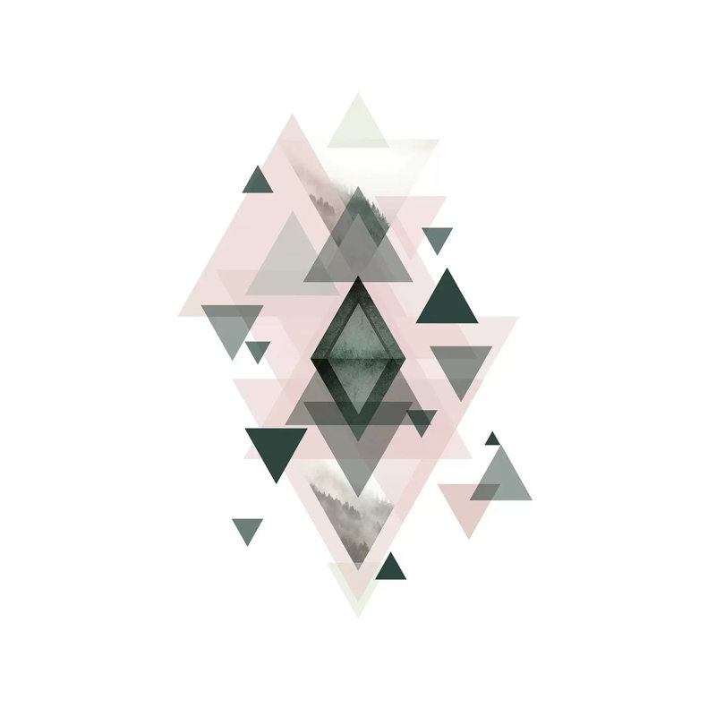 Pink Green Geometric I by Urban Epiphany - Print on Canvas, Wrapped Canvas, 66.04 cm H x 45.72 cm W x 1.91 cm D
