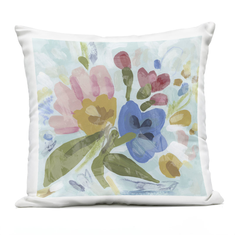Élégant coussin décoratif d'extérieur imprimé de fleurs par June Erica Vess