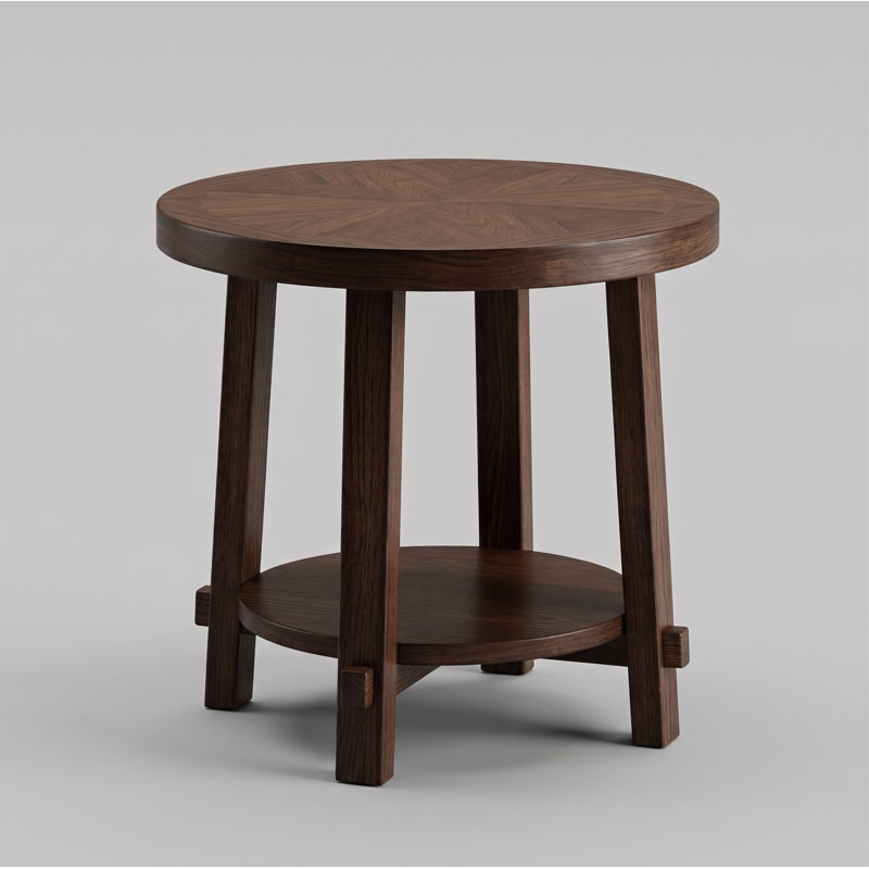 Table d'appoint en bois massif, Marron foncé