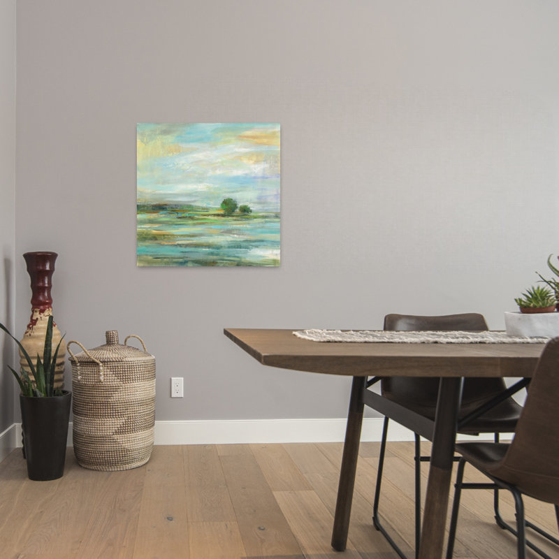 Contemporary Spring With Abstract Blue Art, 24" H x 24" W