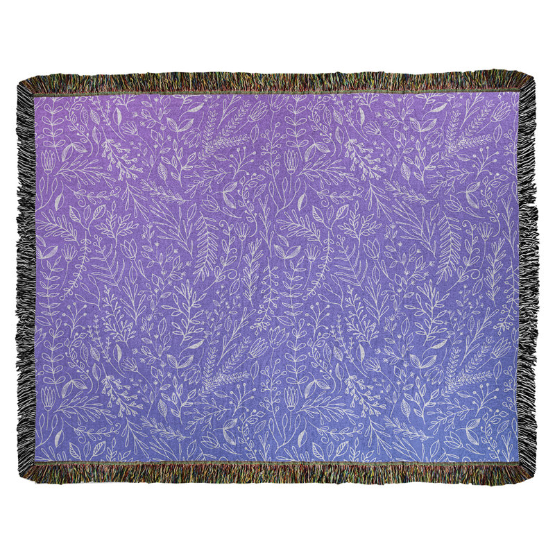 Couverture en coton tissé Katelyn Elizabeth Ditsy, l 60 po x L 80 po, Mauve / Bleu