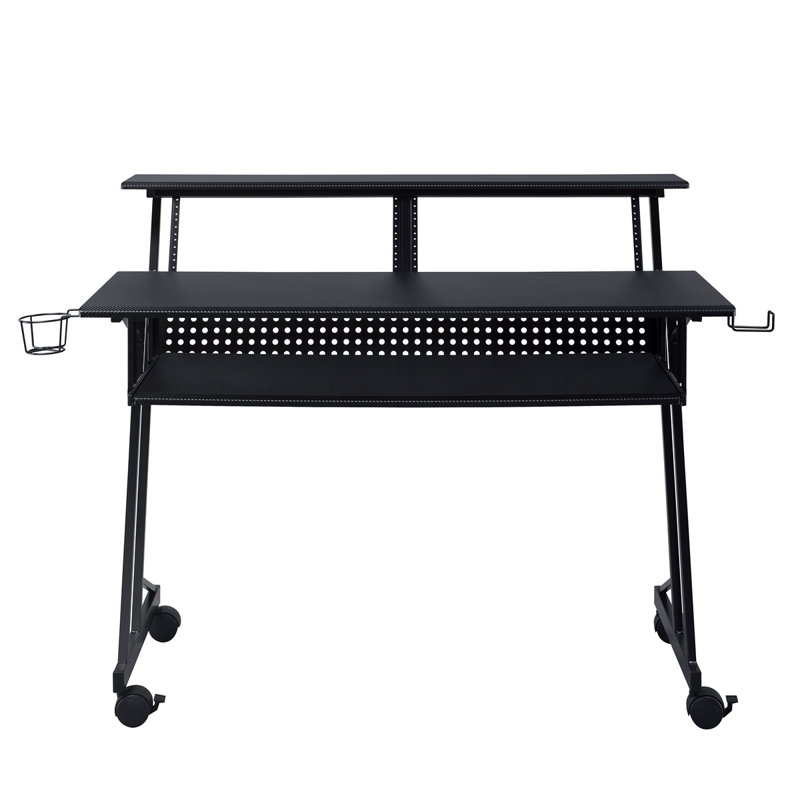 Bureau de studio d'enregistrement de musique avec plateau à clavier, Noir