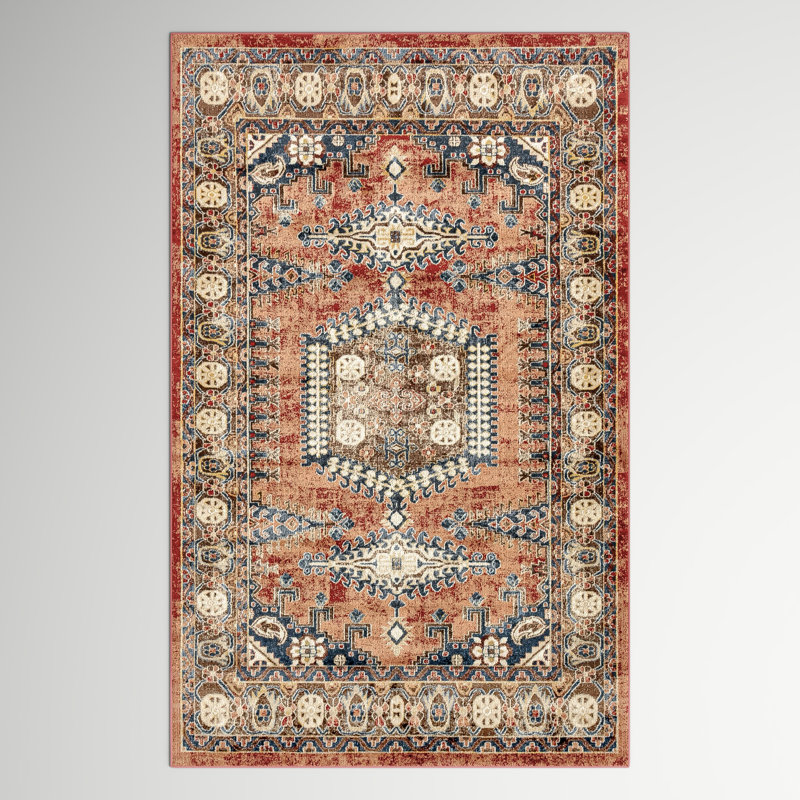 Tapis oriental terre cuite Vern, Rectangle 2 pi 2 po x 3 pi 1 po, Terracotta