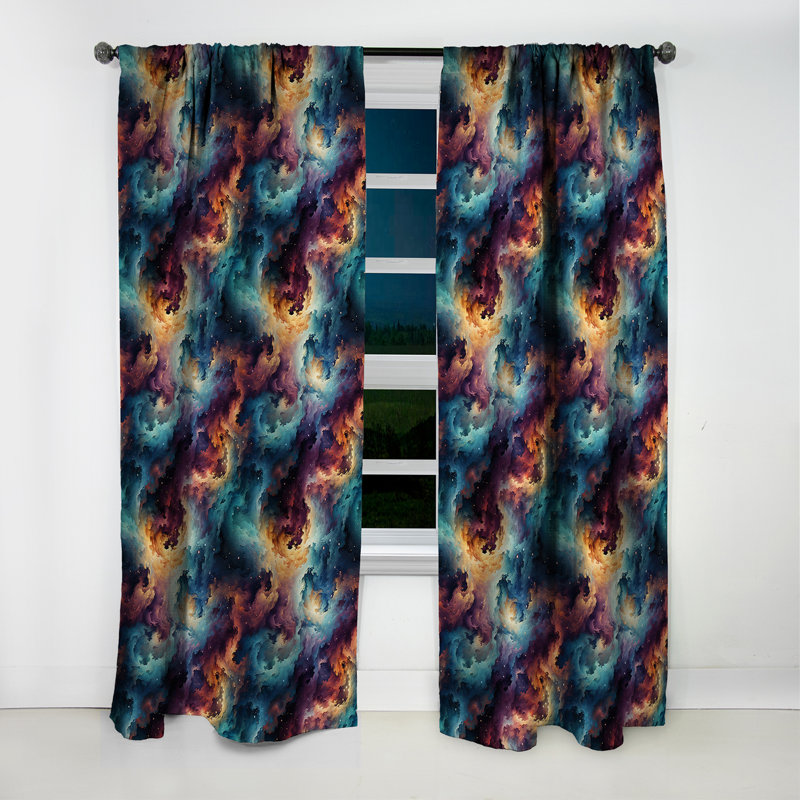 Plaid Galaxy Multicolor Expedition - Rideau damassé - Rideau occultant damassé - 1 panneaux, L 52 po x L 90 po