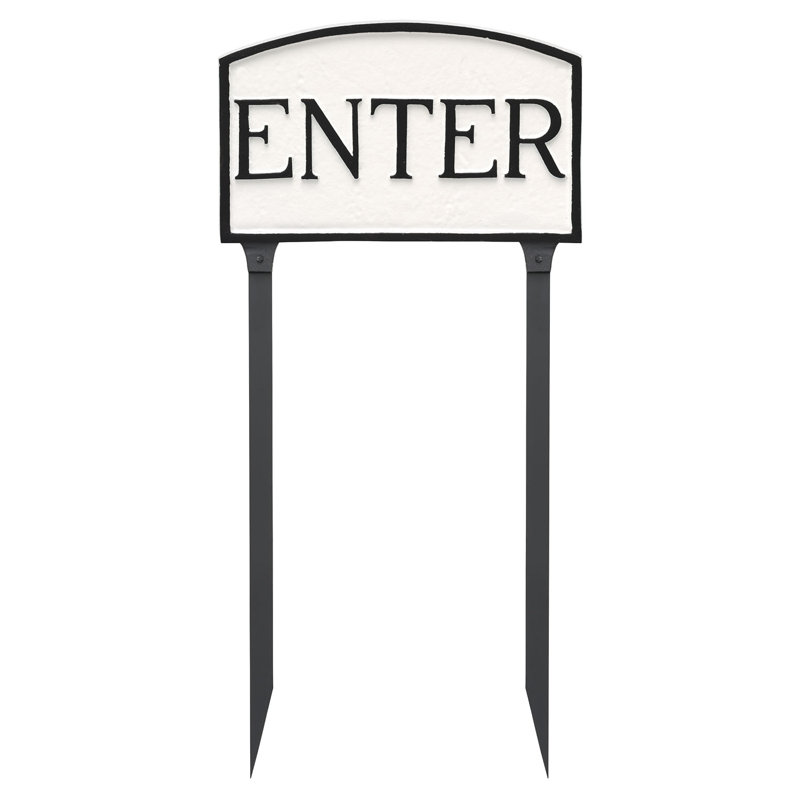 Weather Resistant Metal Garden Sign, White/Black