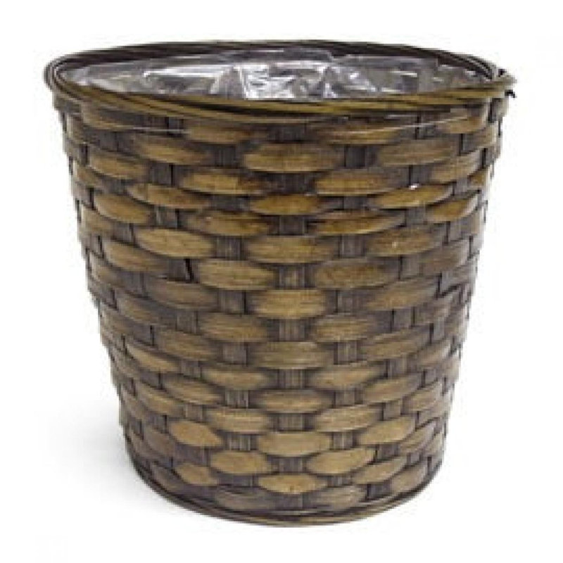 7"H Brown Woven Bamboo Planter