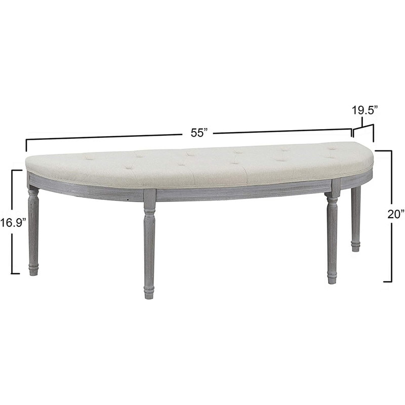 Banc rembourré capitonné beige clair Coastal