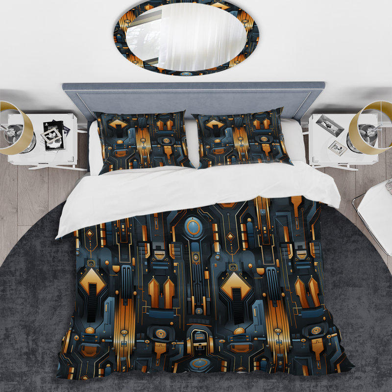 Ensemble de housse de couette Steampunk Industrial, Housse de couette simple + 1 taie décorative stan
