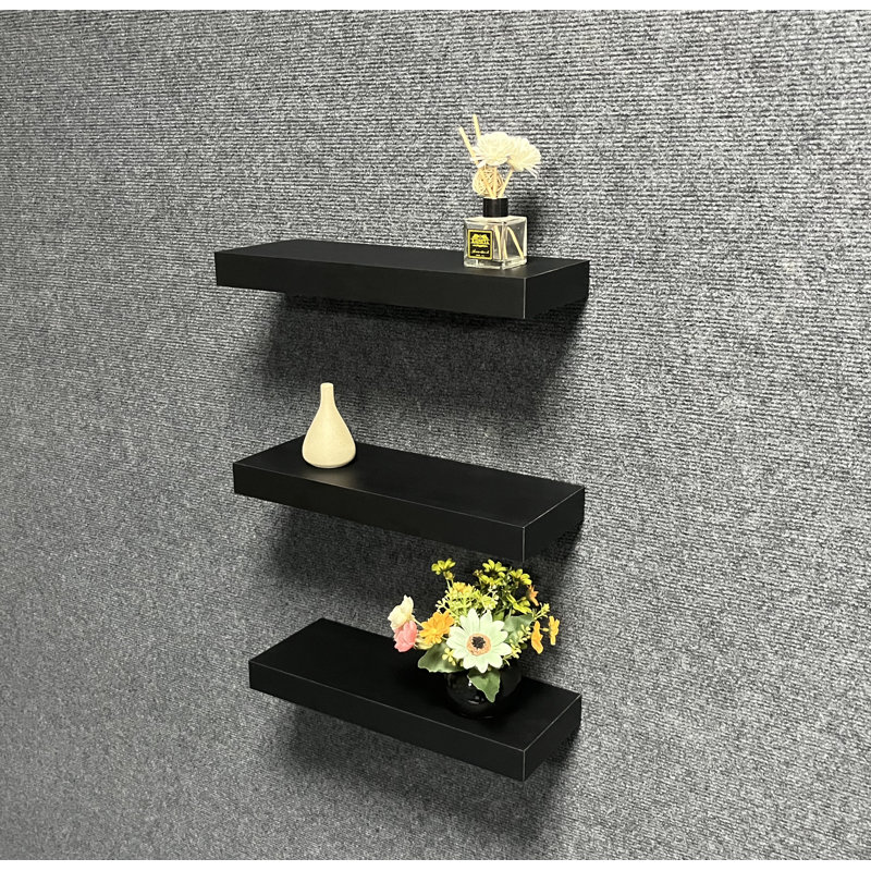 Kurato 3 Piece Floating Shelf, Black