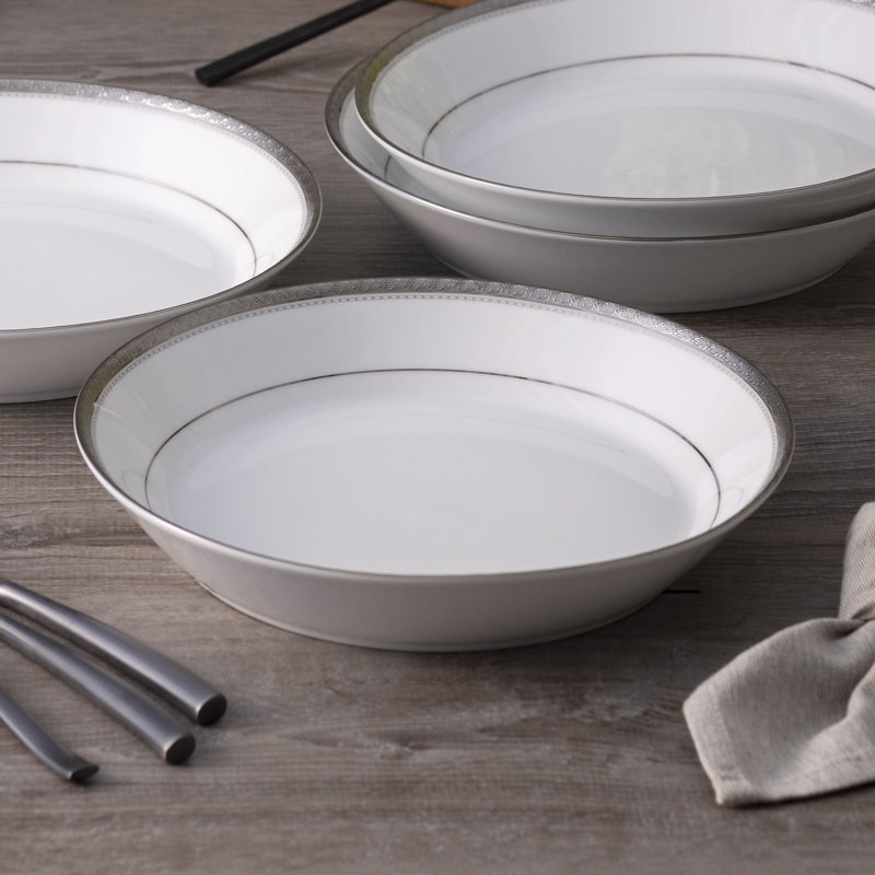 Ensemble de 4 bols Noritake Charlotta Platinum, 9 3/4 po, 43 oz, Platine