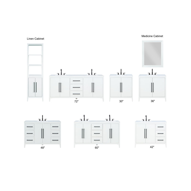 Adrienne 60" Double Bathroom Vanity with Quartz Top, White
