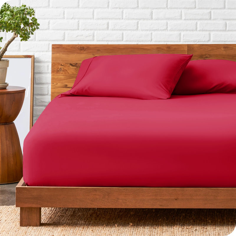 Deep Pocket Microfiber Brushed Fitted Sheet, Super King (6'), Red