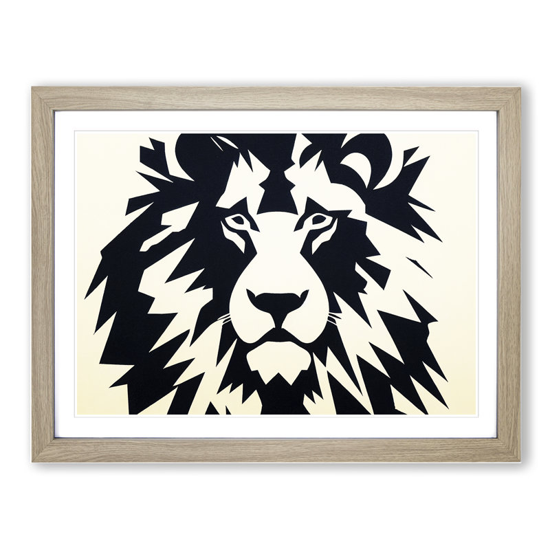 XH1022-9703X Vivid Abstract Lion - Single Picture Frame Print, Beige, 46cm H x 64cm W