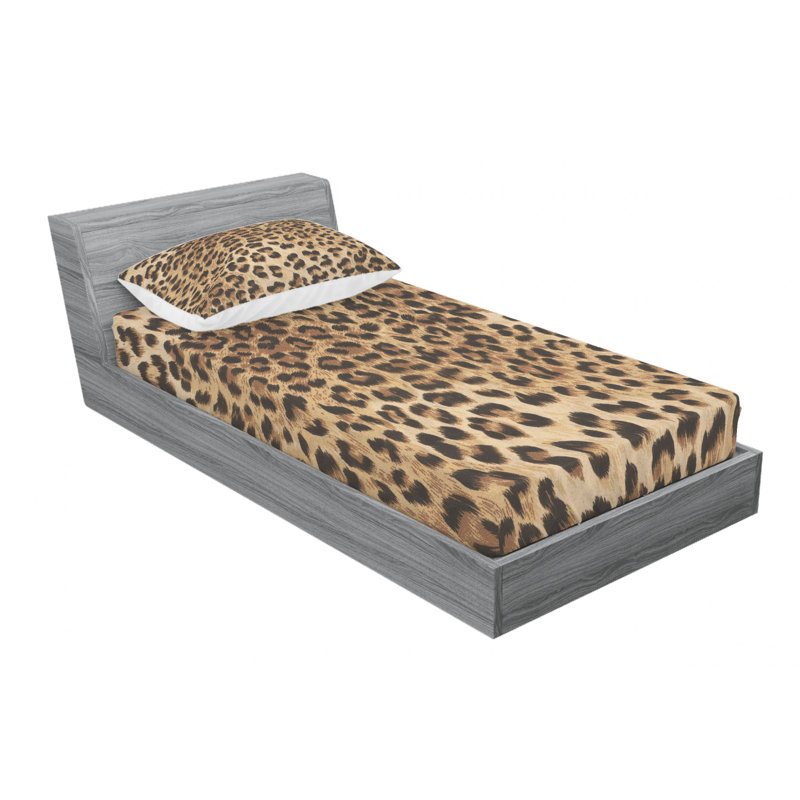 Microfiber Animal Print Sheet Set, Twin Sheet Set with Fitted Sheet
