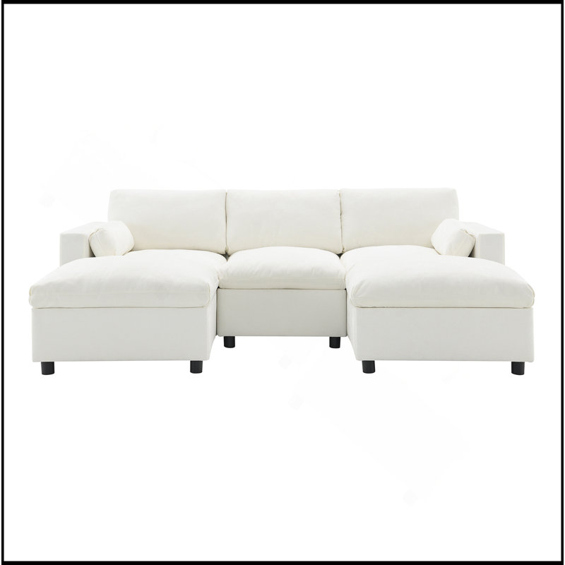 Canapé modulaire 86,5 po Chenille, Blanc
