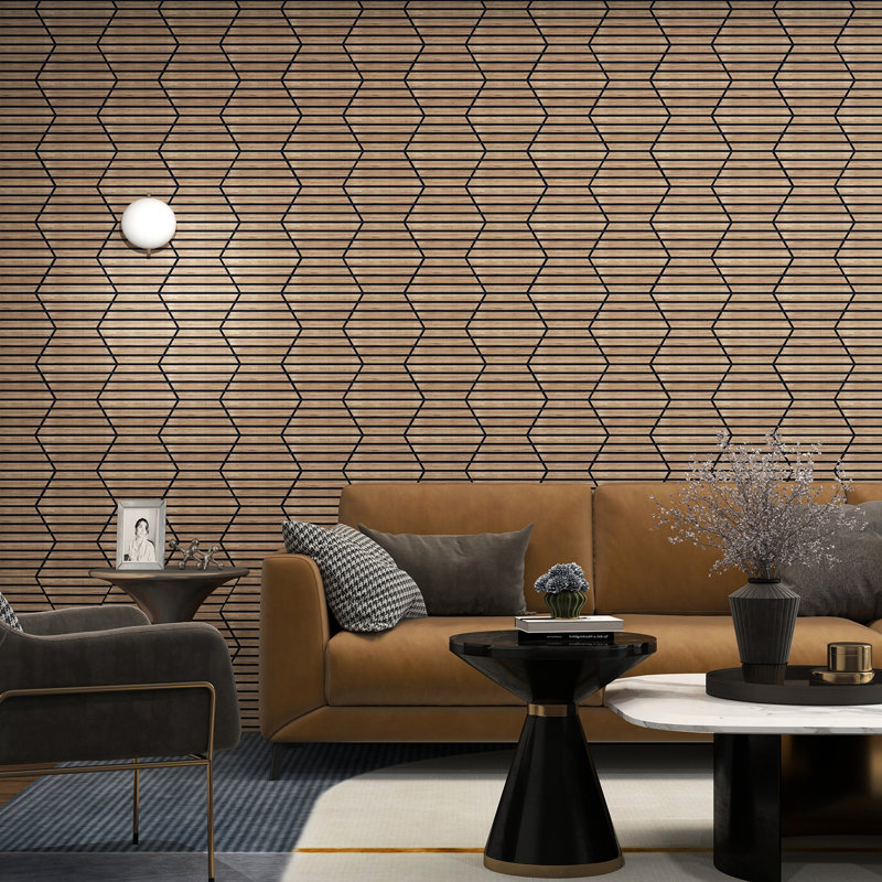 Panneau mural acoustique hexagonal bricolage L 10,2 po x l 11,8 po, placage de bois naturel insonorisé (ensemble de 8)