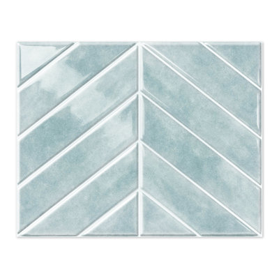 Carrelage mural auto-adhésif en PVC à chevrons lustré 9,05 po x 11,41 po, épaisseur 2 mm, couvre 7,71 pi. Ca.