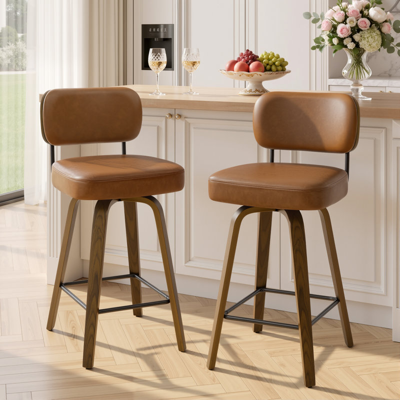 Tabouret de bar et de comptoir pivotant Loranza, Tabouret de bar (siège d'une hauteur de 29 po), Brun, Brun