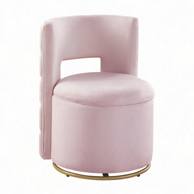 360° Swivel Accent Chair with Storage Function, Velvet Curved Chair with Gold Metal Base for Living Room, Nursery, Bedroom