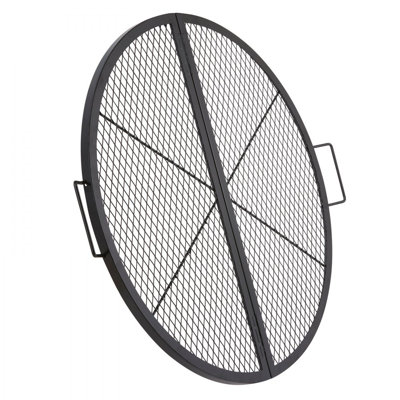 X-Marks Fire Pit Grill Grate, Foldable Round Cooking Grate, Heavy Duty Steel Campfire
