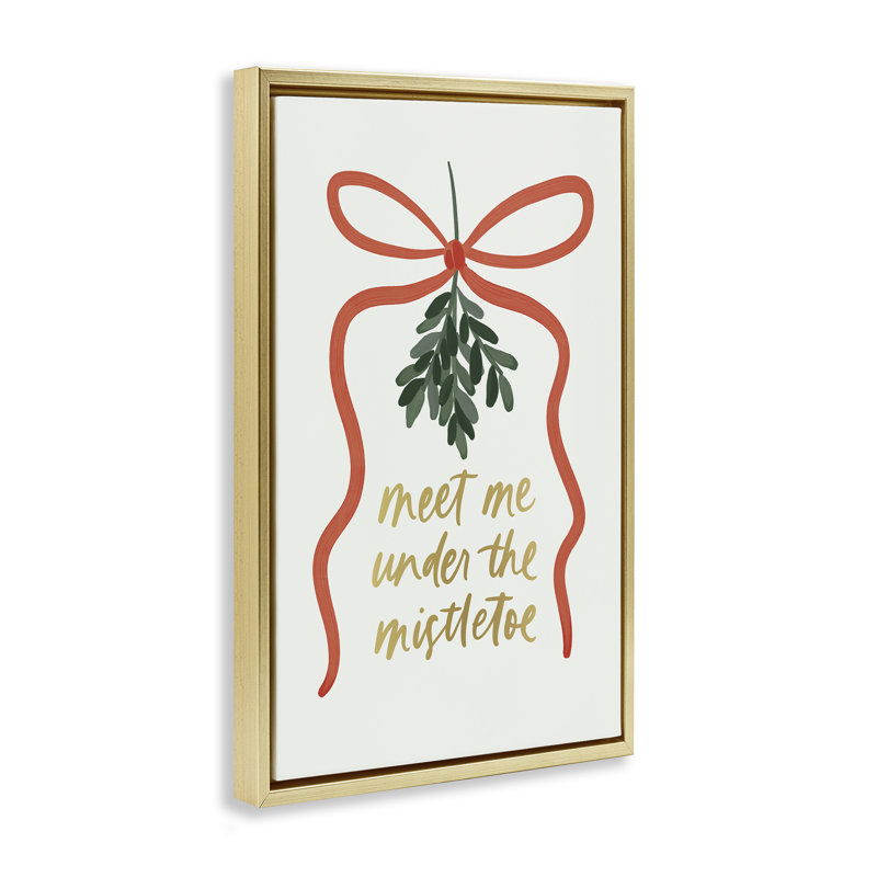Toile de Noël «Under Mistletoe» par Amanda Houston, H 25 po x l 17 po, Cadre flottant métallique doré