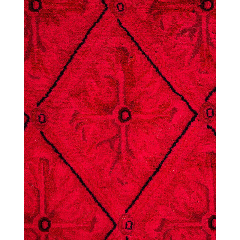Tapis rose noué à la main de conception unique Chimel
